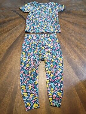 Old Navy Toddler Girls Floral 2 Piece Pajama Set 18-24M Ribbed Short Sleeve